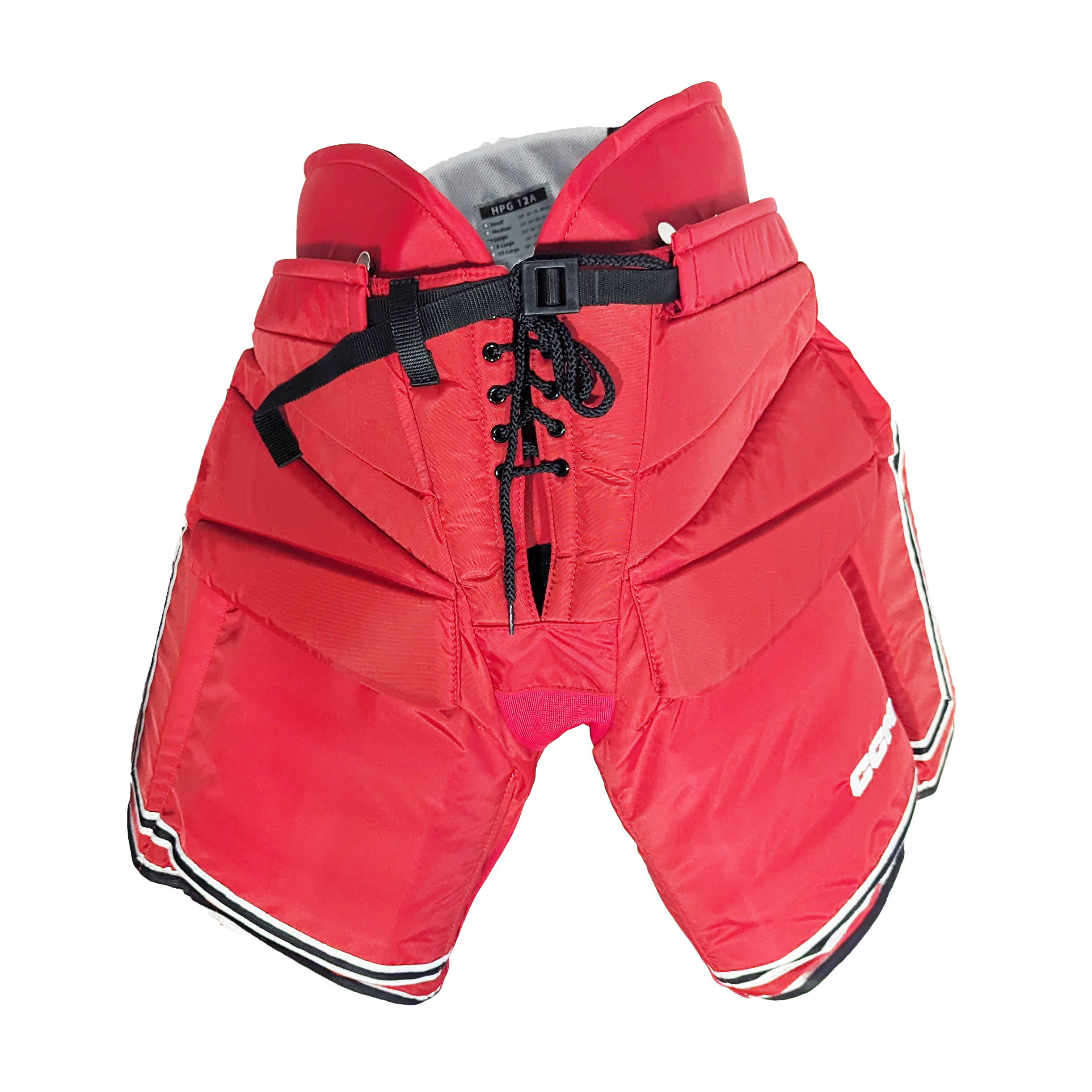 CCM HPG12A - Pantalon de gardien de but de hockey NCAA Pro Stock (rouge/blanc/noir)
